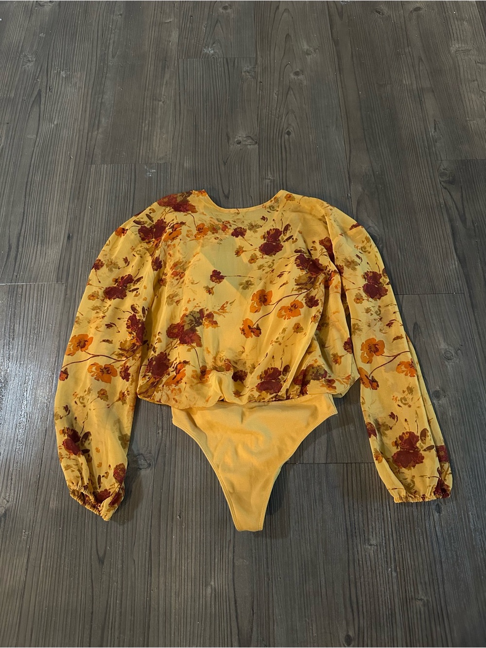 Wilfred Mustard Floral Puff Sleeve Bodysuit